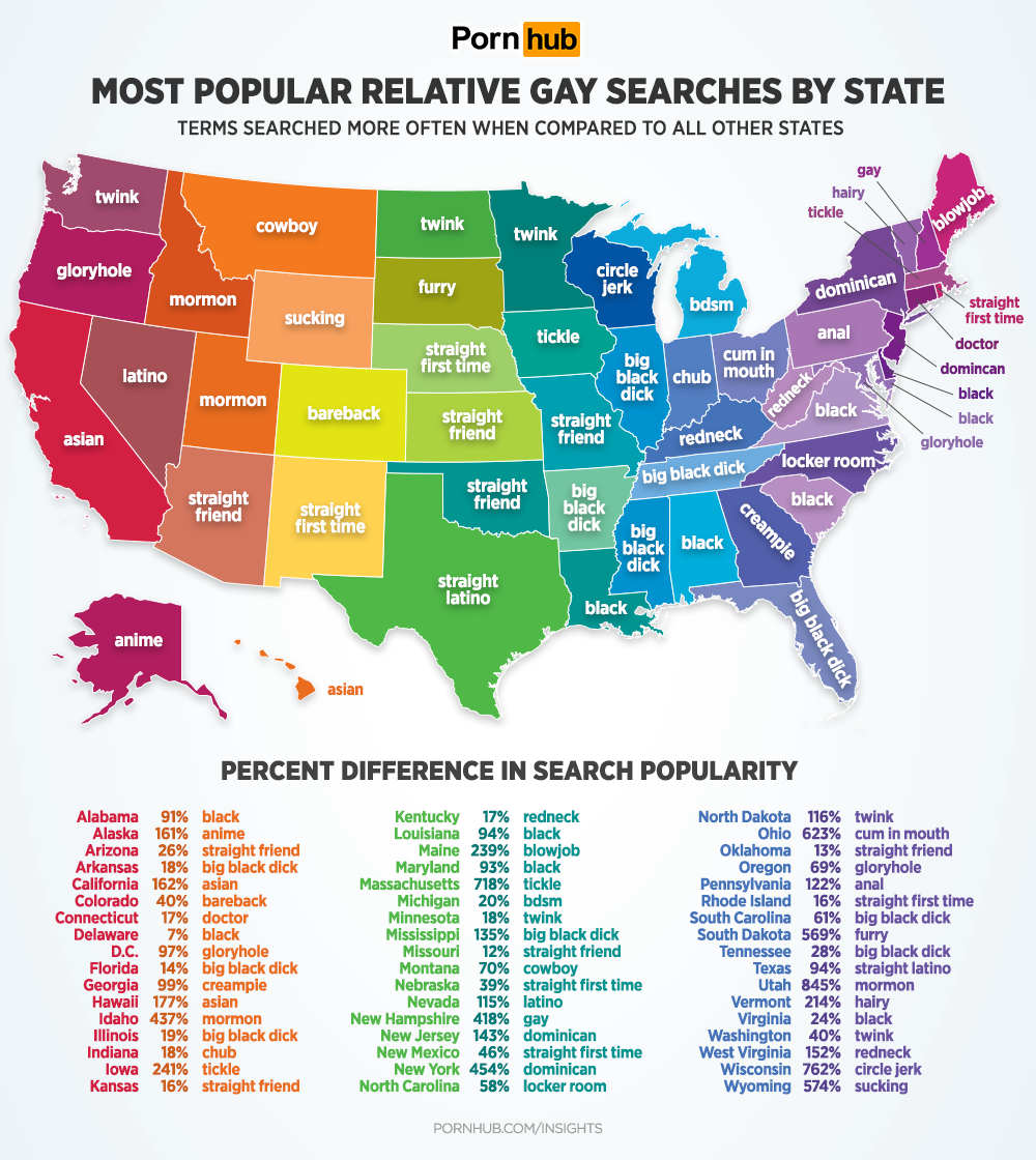 Most popular relative gay porn searches by US state - Pornhub[1000X1120] :  r/MapPorn